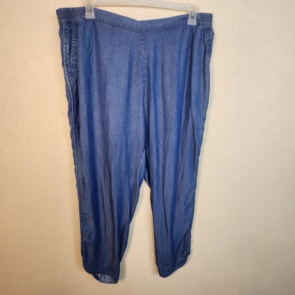 Coldwater Creek Blue Chambray Wide Leg Pants Size 18 NWT (8275)